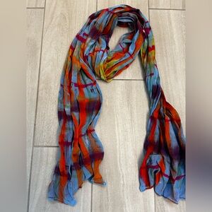 Colorful painted silk scarf